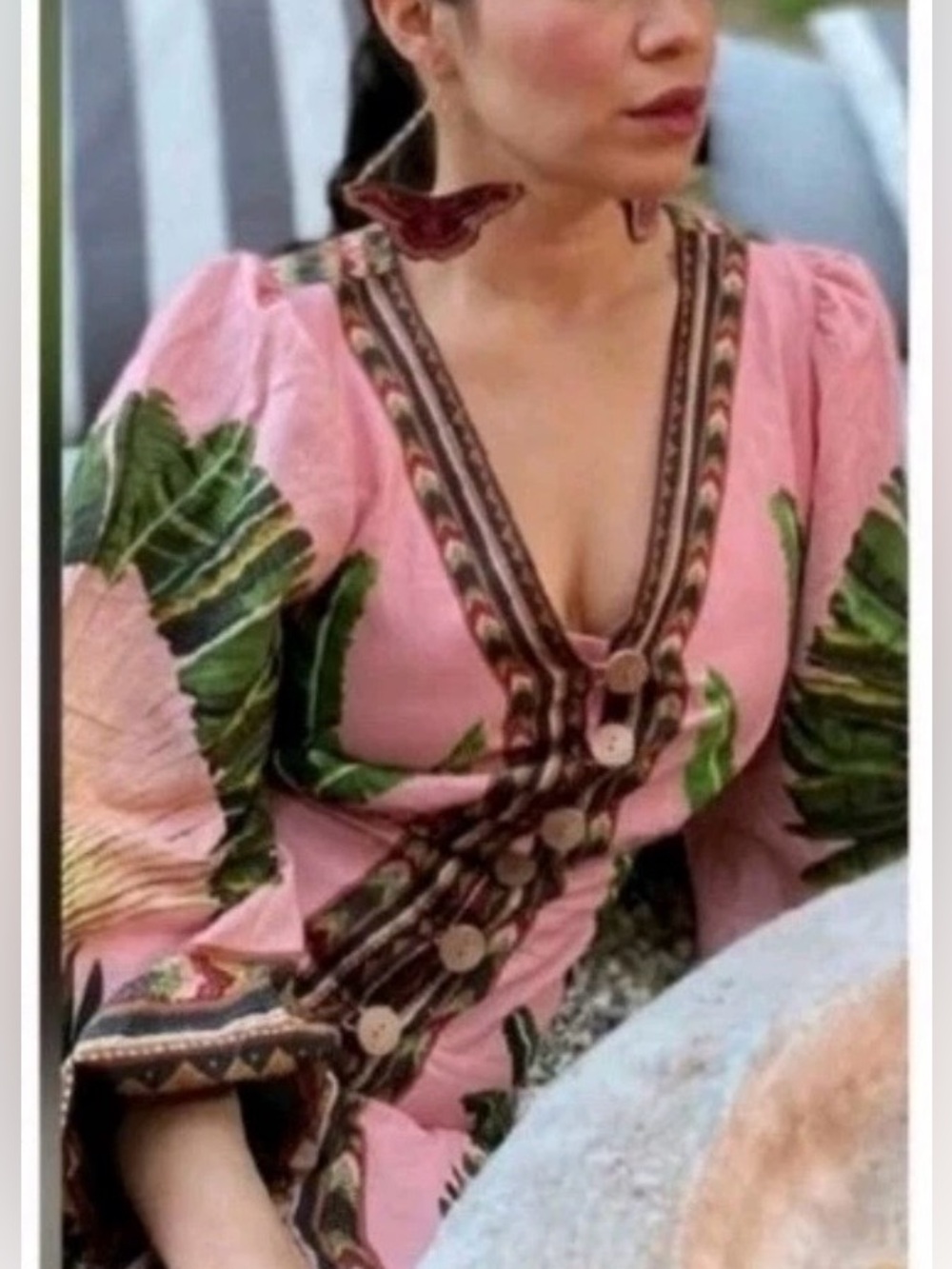 FARM RIO Amazonia Forest Linen-blend Midi
Dress In Green Light Pink Size Small - Picture 4 of 14